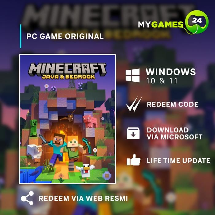 Minecraft Windows 10 Redeem Code Pc Game Original -New