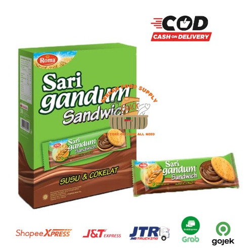 

( BERKAH ) Roma Sari Gandum Sandwich Susu & Coklat 39gr Snack Cemilan Anak Sehat Murah
