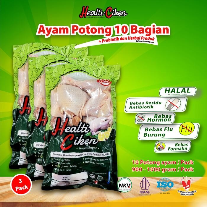 

BeliSkrg,KirimHariini- Ayam Potong 10 Bagian + Probiotik Healti Ciken 2.8-3 kg / 3 kg