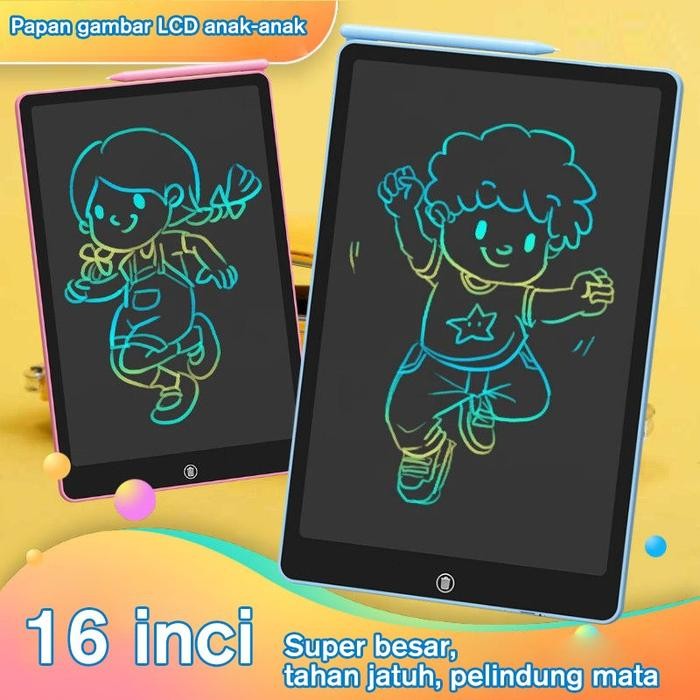 Writing Tablet LCD 16 inch Warna Drawing Tablet Papan Tulis Anak *