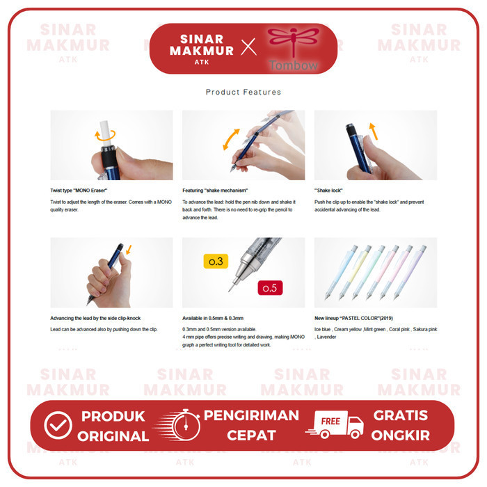 

Pensil Mekanik/Mechanical Pencil/Shaker Pencil Mono Graph 0.3mm DPA-131 Mono Tombow (Pcs)