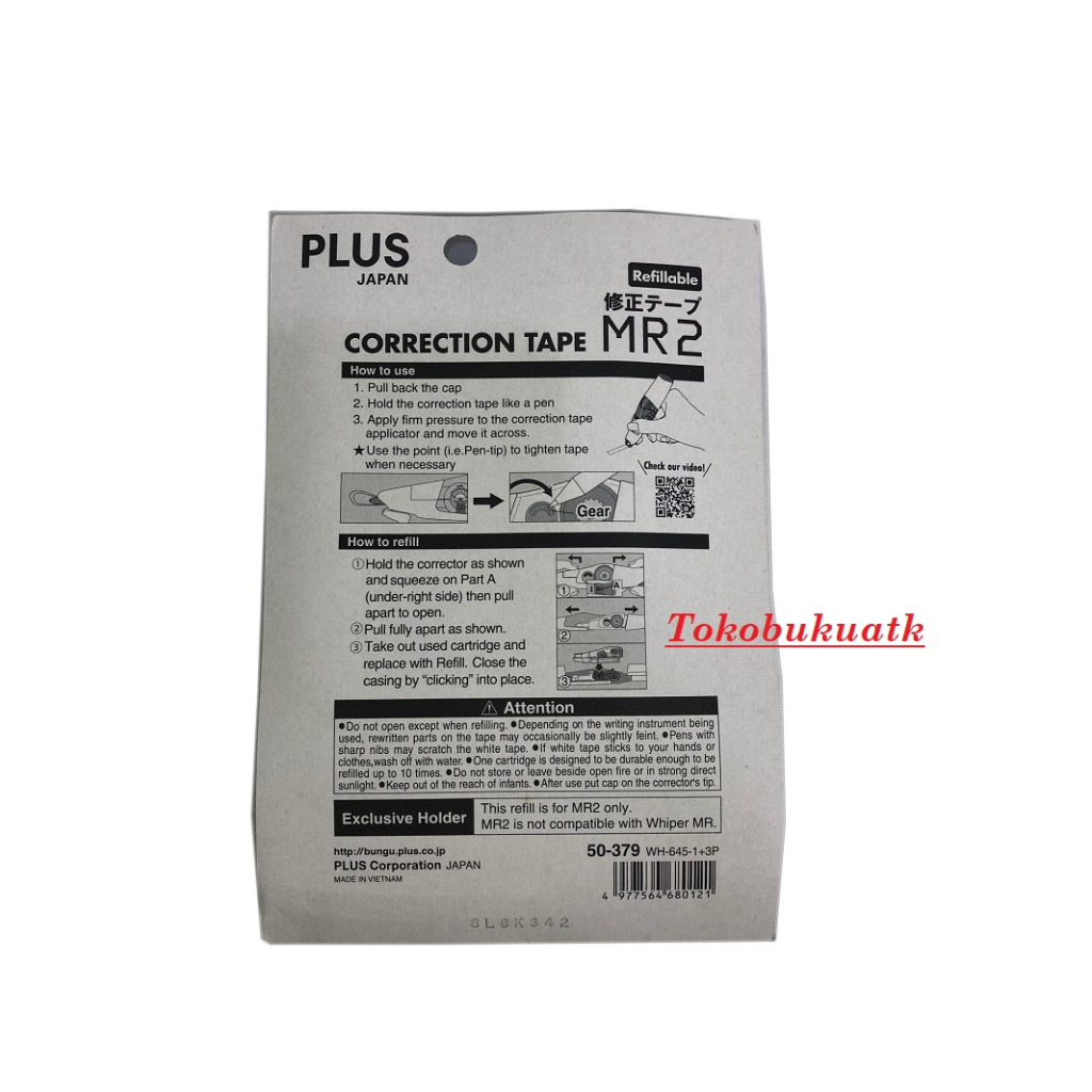 

Tip Ex Kertas Plus WH-645 dan refill