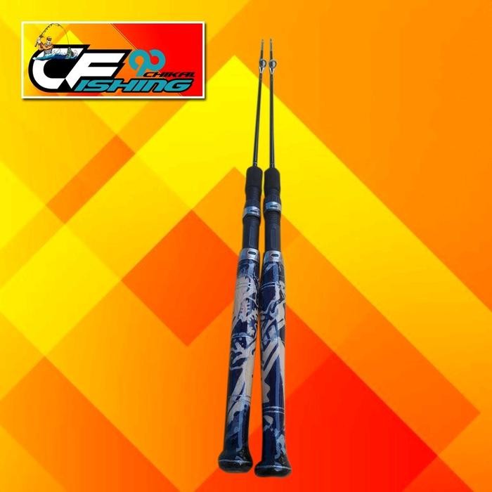 Pangkal Joran Sambung 2 Panjang 80Cm/ Bawahan Fiber Solid Siap Pakai,Komplit Sudah Terpasang(Gagang