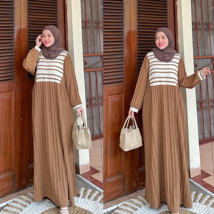 Zahra- Joley Cloth - Elvira Dress Muslimah Gamis Terbaru New Collection Plisket Baju Daily