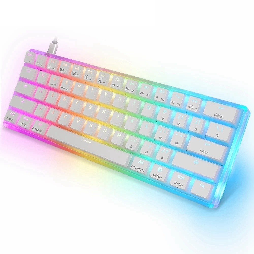 Top Mini Portable 60% Gamer Mechanical Keyboard Hot Swap RGB Backlit Gateron Yellow 3Pin Switch GK61