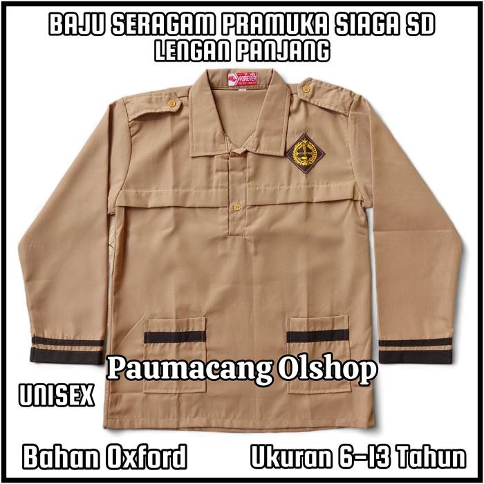 setelan seragam sekolah pramuka sd siaga putri baju siaga lengan panjang celana kulot cokelat