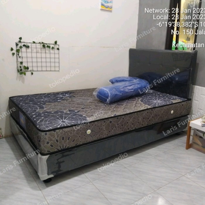 MurahKwalitaSBos- Springbed Bigline By Bigland -120X200 Fullset Kasur +Divan+Sandaran
