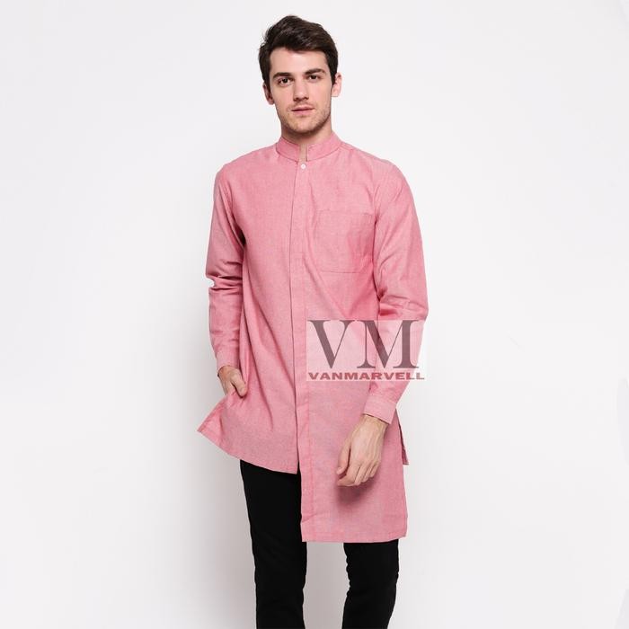 Hayat- Vm Gamis Pria Peach Pink Salem Baju Koko Jumbo Salem