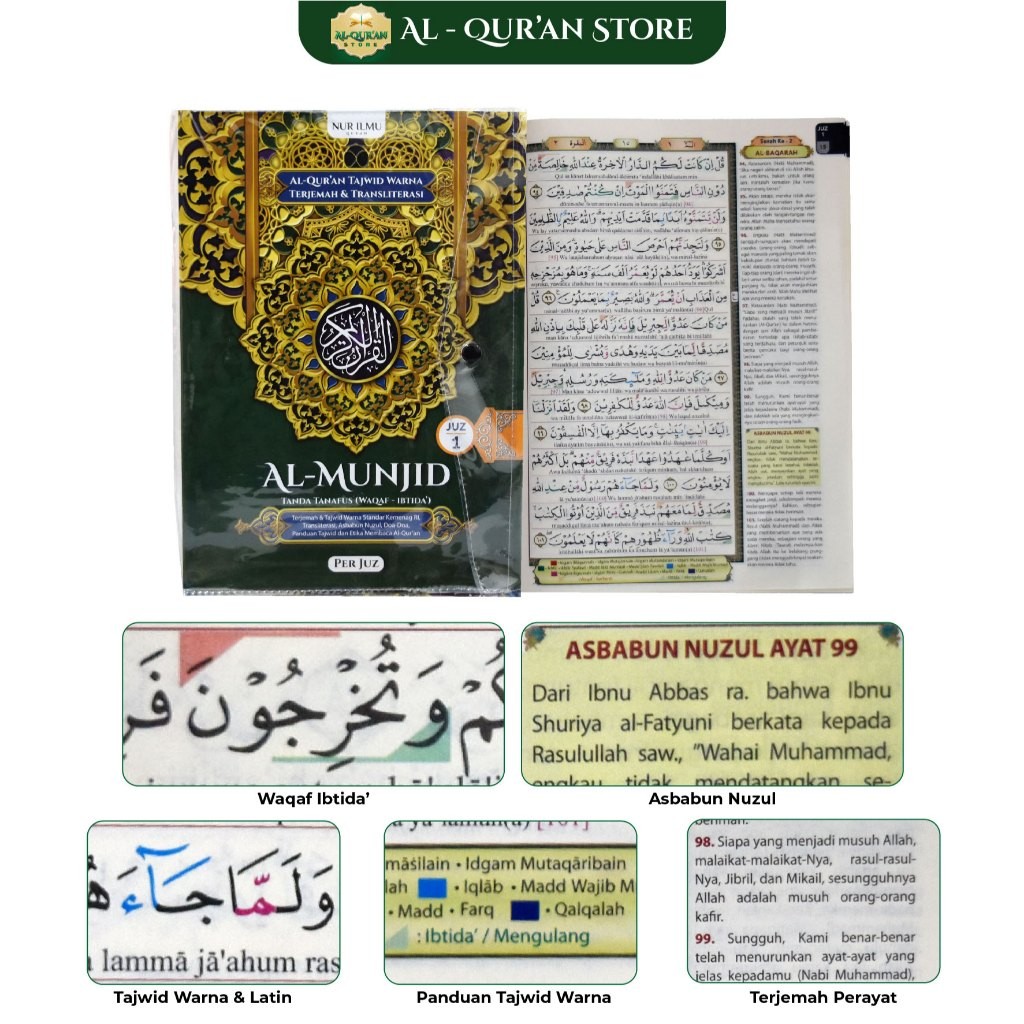 Alquran Per Juz Ukuran Besar A4 dan Sedang A5 Al Munjid Al Quran Terjemahan Tajwid Warna