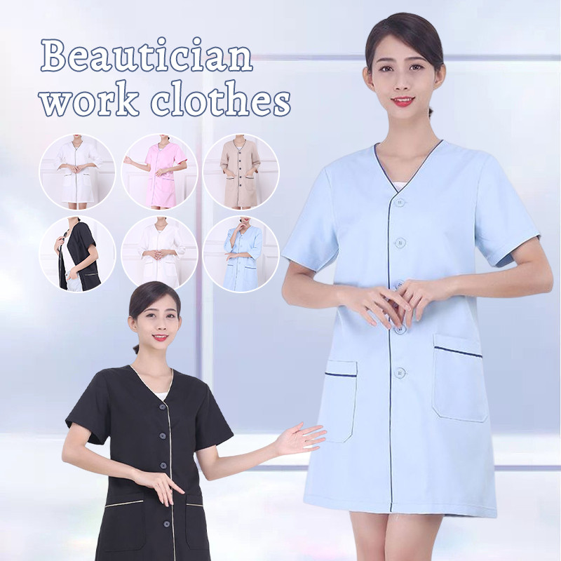 Beauty Salon Beautician Overalls Short Dress Beauty Uniform Spa Hotel Front Desk Salon Uniform