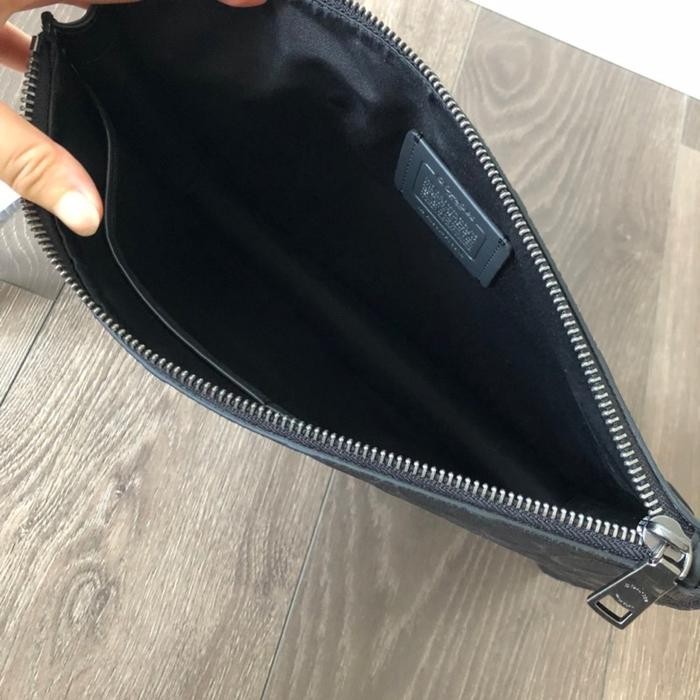 Structured Pouch Leather Signature Debossed Black