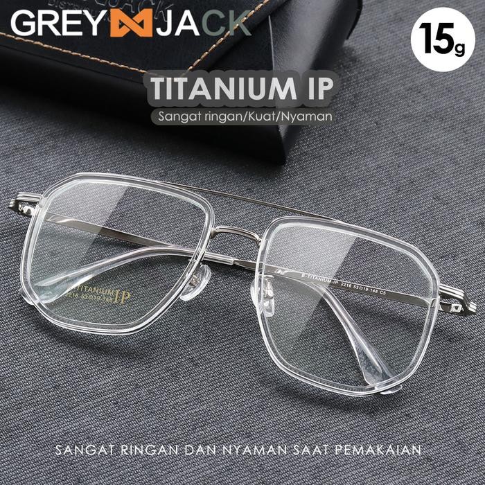 Grey Jack Frame Kacamata Titanium Aviator Kotak Ringan dan Kokoh 2216