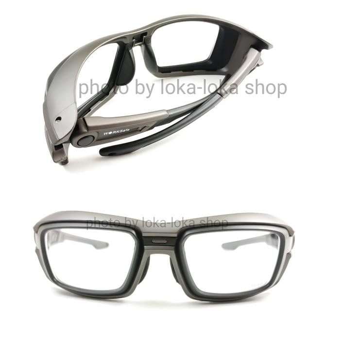 kacamata frame minus safety worksafe seri vector 3062 abu-abu hitam