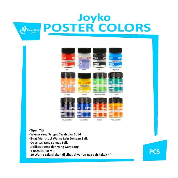 

PROMO! JOYKO POSTER COLORS / CAT POSTER 10 WARNA DASAR - Pcs