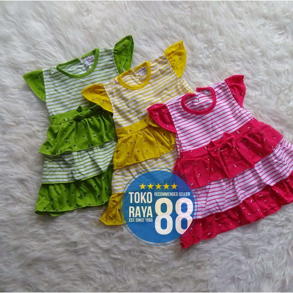 [Sdr-Sf17] Toko Raya 88, Setelan Dress Bayi 3 - 18 Bulan, Syifana Cherry Mini, Baju Rok Anak