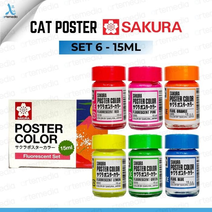

Cat Poster Sakura Poster Colors Fluorescent Set 6x15ml
