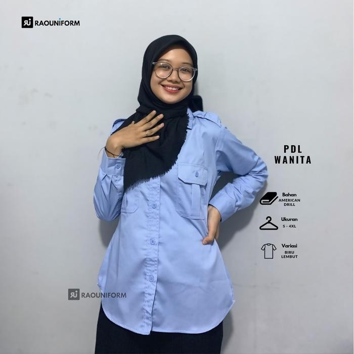 TERLARIS Seragam PDL PNS Wanita Lengan Panjang/Baju Kemeja PDL Pria dan Wanita/Seragam PDL Custom