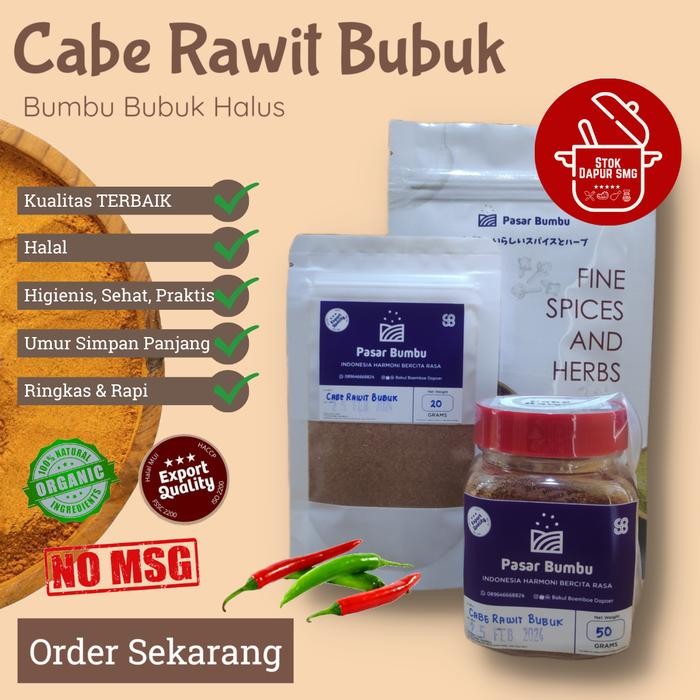 

langsung order saja] Pasar Bumbu Cabe Cabai Rawit Bubuk / Small Red Chili Powder Pouch Refill 20gr