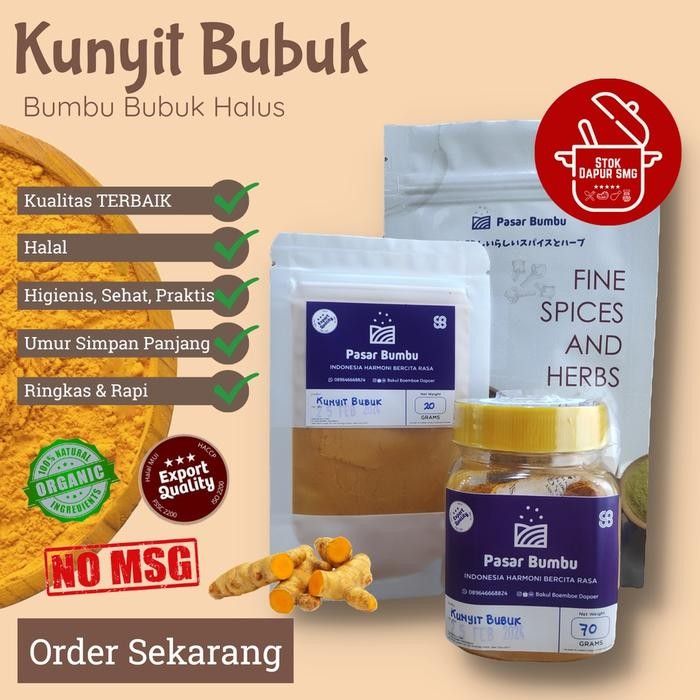 

Produk Unggulan] Pasar Bumbu Kunyit Kunir Kuning Bubuk / Turmeric Powder Pouch Refill 20gr 50gr