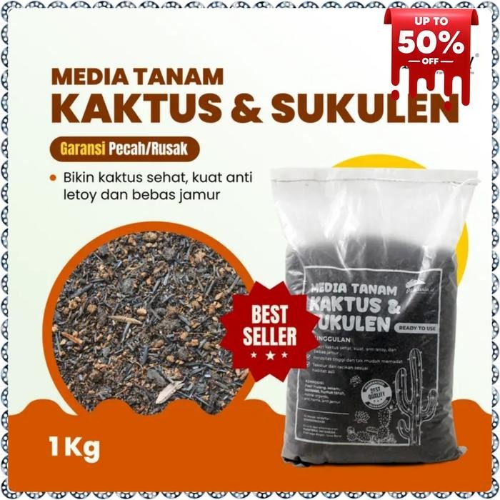 Evergreeeen Media Tanam Kaktus Siap Pakai - Media Tanam Kaktus Dan Sekulen 1 Kg