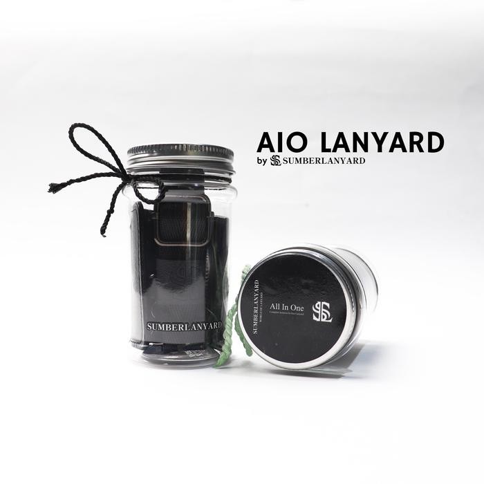 Promo Sumber Lanyard Tali Idcard Nylon Adjustable - Aio Black 2Cm Berkualitas