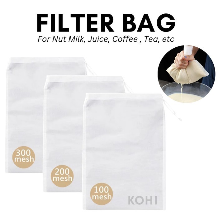 KOHI Kain Saringan Susu Kedelai Kantong Serut Saring Jus Kopi Jamu
