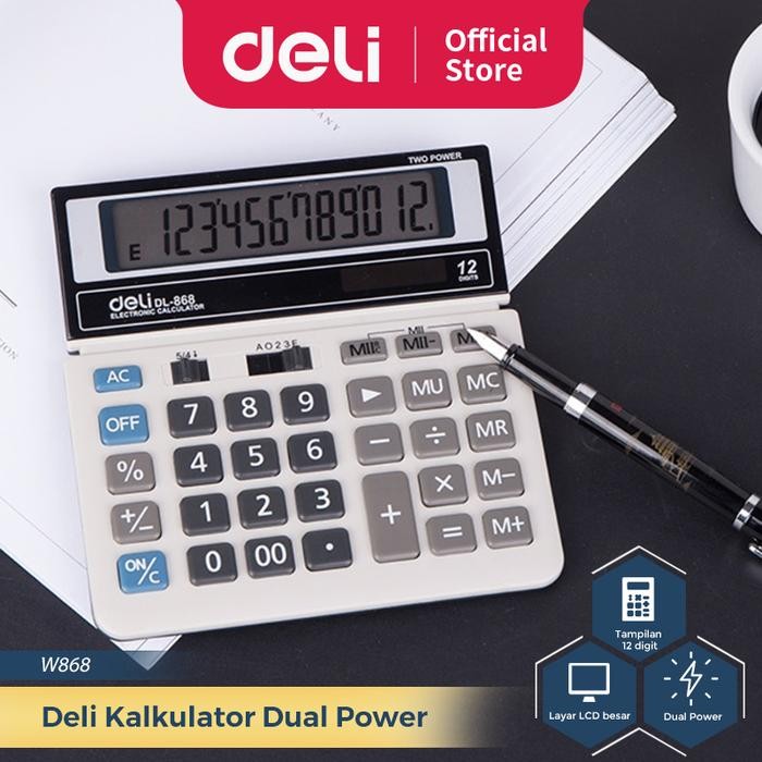 

GotSeef Deli Kalkulator Meja Dual Power 12 Digit Garansi 3 Tahun W837 W868