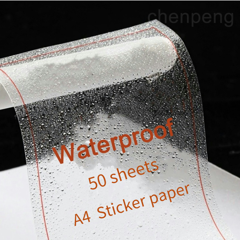 

50 Sheets 100% Transparent Vinyl Sticker Paper For Inkjet Printer White Glossy A4 Waterproof
