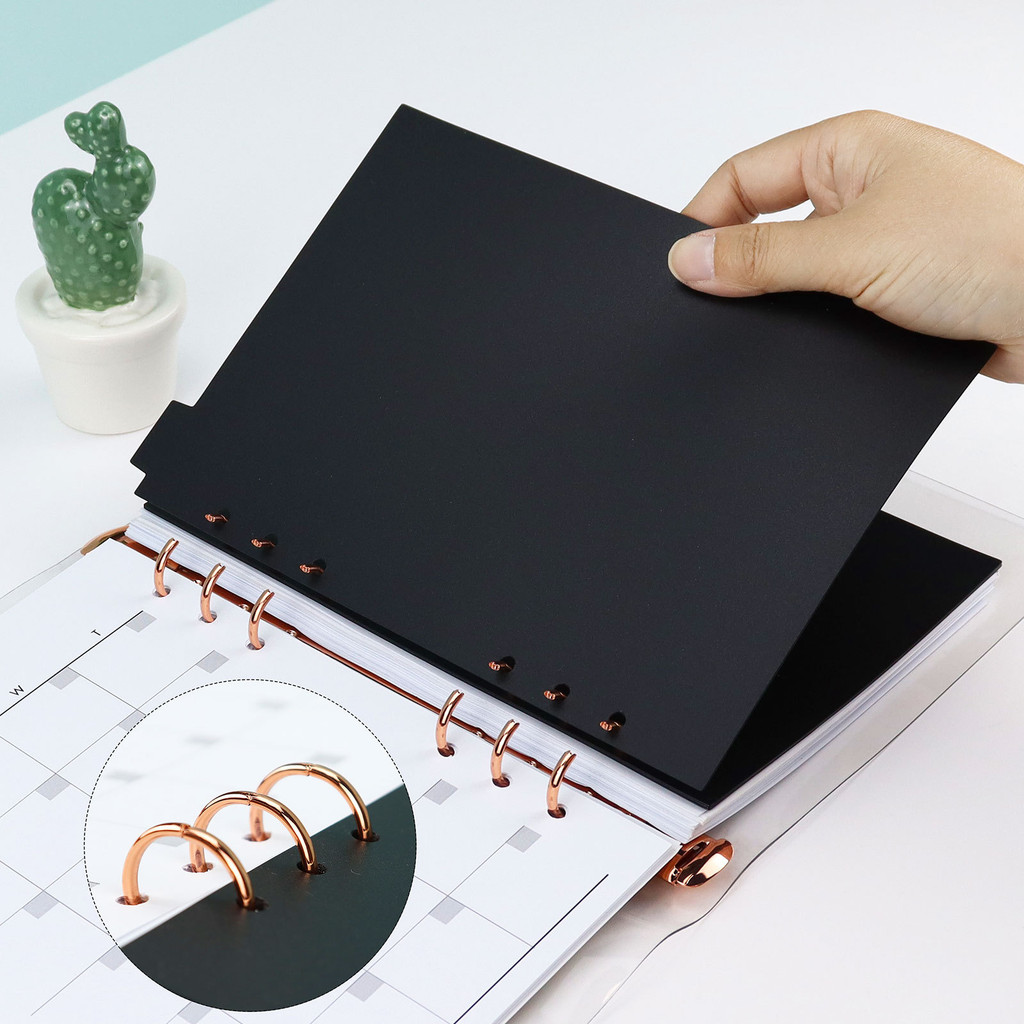 

A5 A6 Pp Black Pink Paper Index Divider Cute 6 Holes For Binder Loose Leaf Planner Notebook