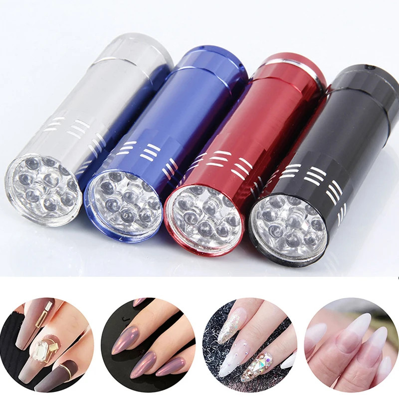 

Mini 9 Led Uv Light Lamp Flashlight Uv Gel Adhesive Glue Curing Lamp Light Handheld Nail Dryer Uv