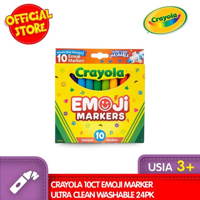 

Crayola 10Ct Emoji Marker Ultra Clean Washable 24Pk #Gratisongkir