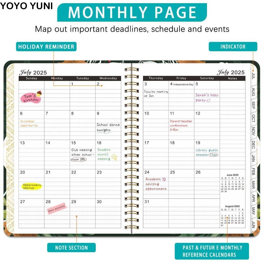 

12 Months A5 Agenda Book Colorful Flower Pattern Taking Notes English Notebook To Do List Portable