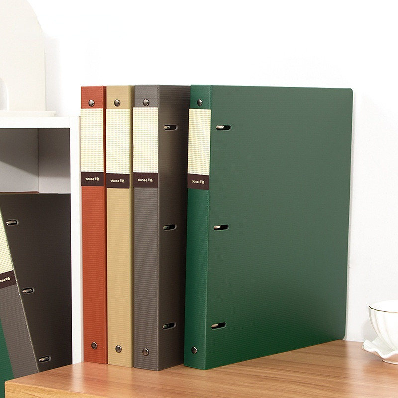 

A4 File Folders Display Book 3 Hole Binder Folders Morandi Color Waterproof Document Ring Binder