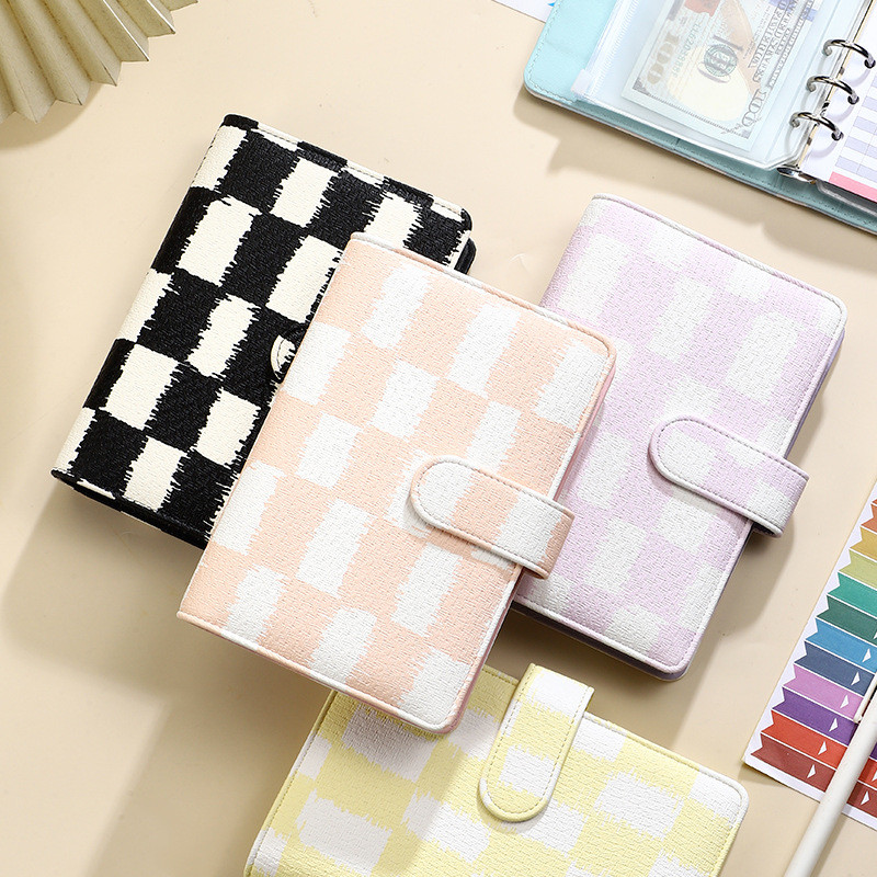 

Cloth Pattern Grid Color A6 Pu Leather Diy Binder Notebook Covers Diary Books Schedule Only Covers
