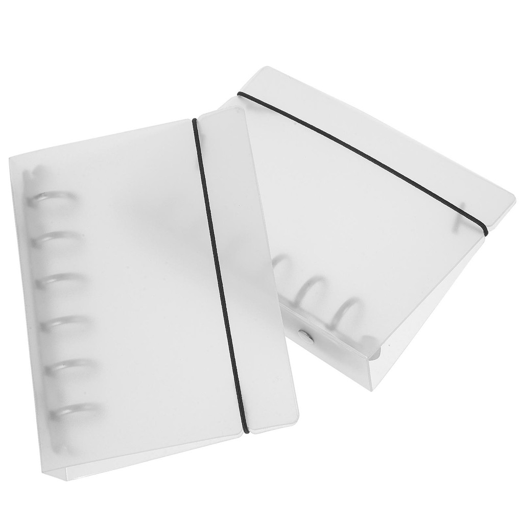 

2 Pcs Notebooks Transparent A5 Loose Leaf Binder Plastic 6 Ring Binders Shell Binding Belt Folder