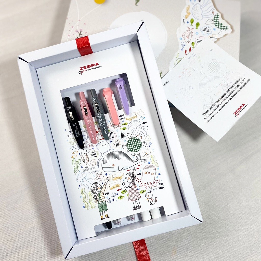 

ZE Sarasa Clip Pulpen Set 0.5mm Stabilo Brush 4 Pcs Free Gift