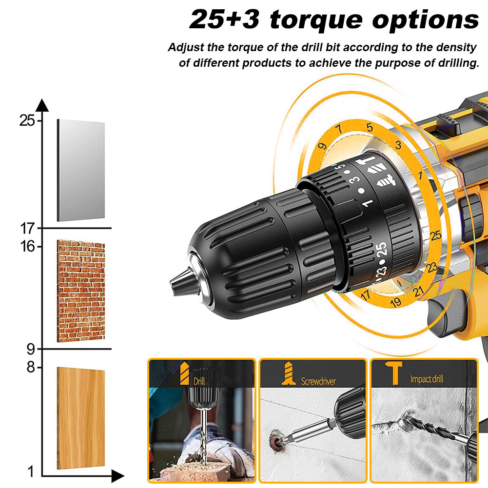 IMPORT 24 IN 1 CORDLESS DRILL SET 21V BRUSHLESS ELECTRIC DRILL WITH DRILL BITS POWER DRILL 25+1
