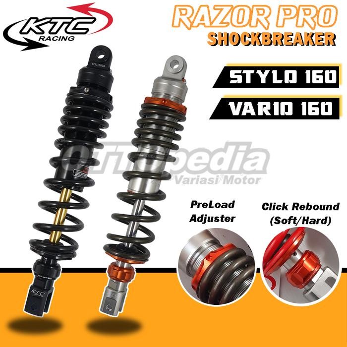 Shock Shockbreaker Belakang KTC Honda Stylo 160 / Vario 160 Klik Non Tabung 340mm