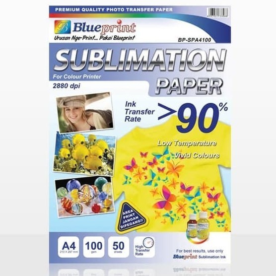 

Kertas Transfer Sublim BluePrint A4 100G 50sheets Sublimation Paper BP-SPA4100