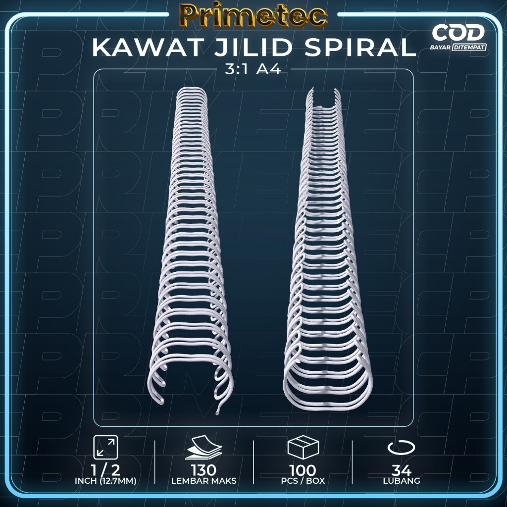 

Ring Kawat Spiral Jilid Spiral A4 3:1 34 lubang Primetec