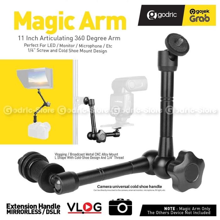 Klik- Magic Arm 11 Inch 11" Bracket Lcd Led W/ Ball Head & Hot Shoe Adapter