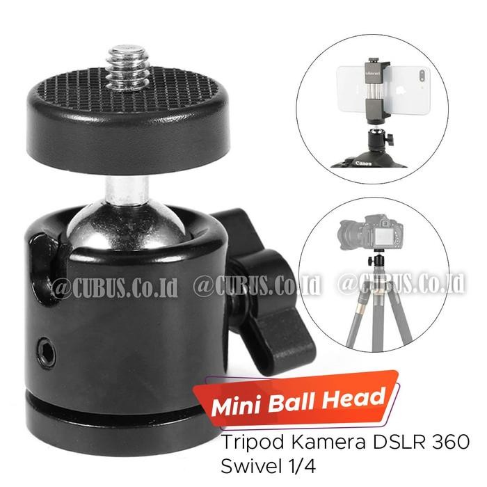 Klik- Ball Head Mini Metal Tripod Kamera Dslr 360 Swivel 1/4