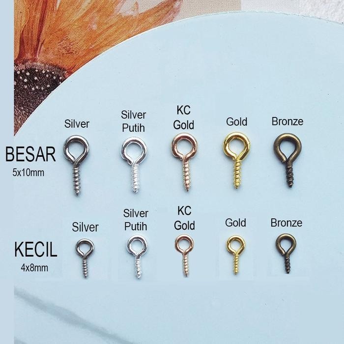 PREMIUM paku ulir (20Pcs) kait ulir mur skrup mini screw eye pins paku mata ulir gantungan BHN110