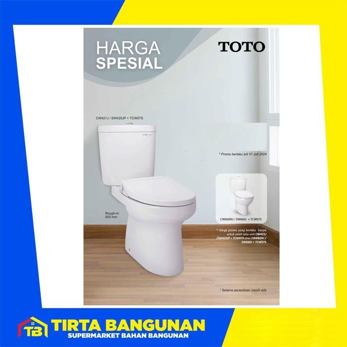 PREMIUM TOTO CW421J/SW421JP CLOSET DUDUK/ WC/ TOILET 2 FLUSH 4,5/3 LITER PUTIH