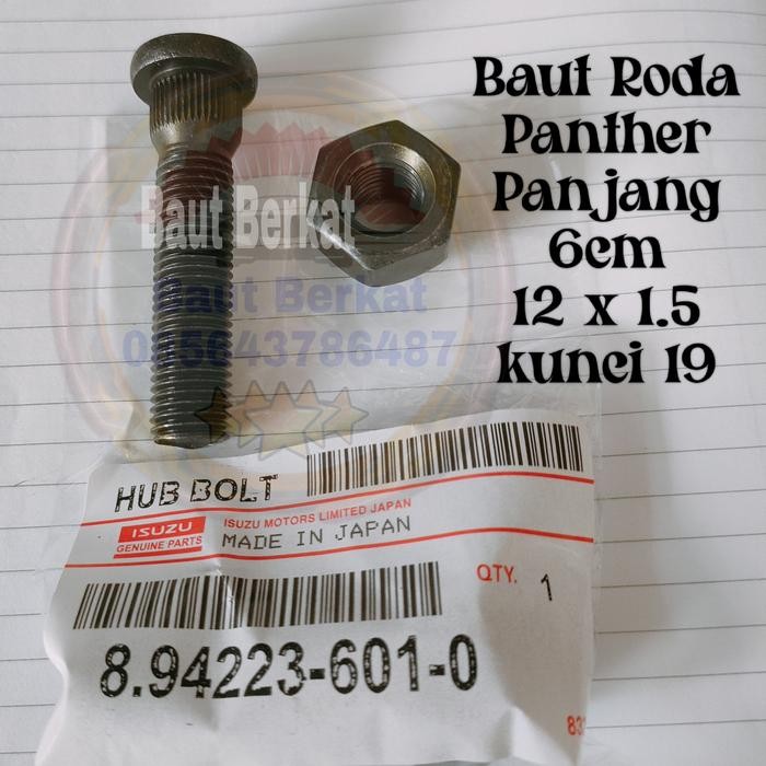 PREMIUM baut roda panther panjang 6cm baut mur roda panther panjang 6 cm
