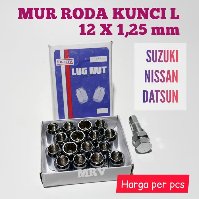 PREMIUM MUR BAUT RODA VELG BAN MOBIL KUNCI L / 12X1.25mm LUG NUT FUJITA