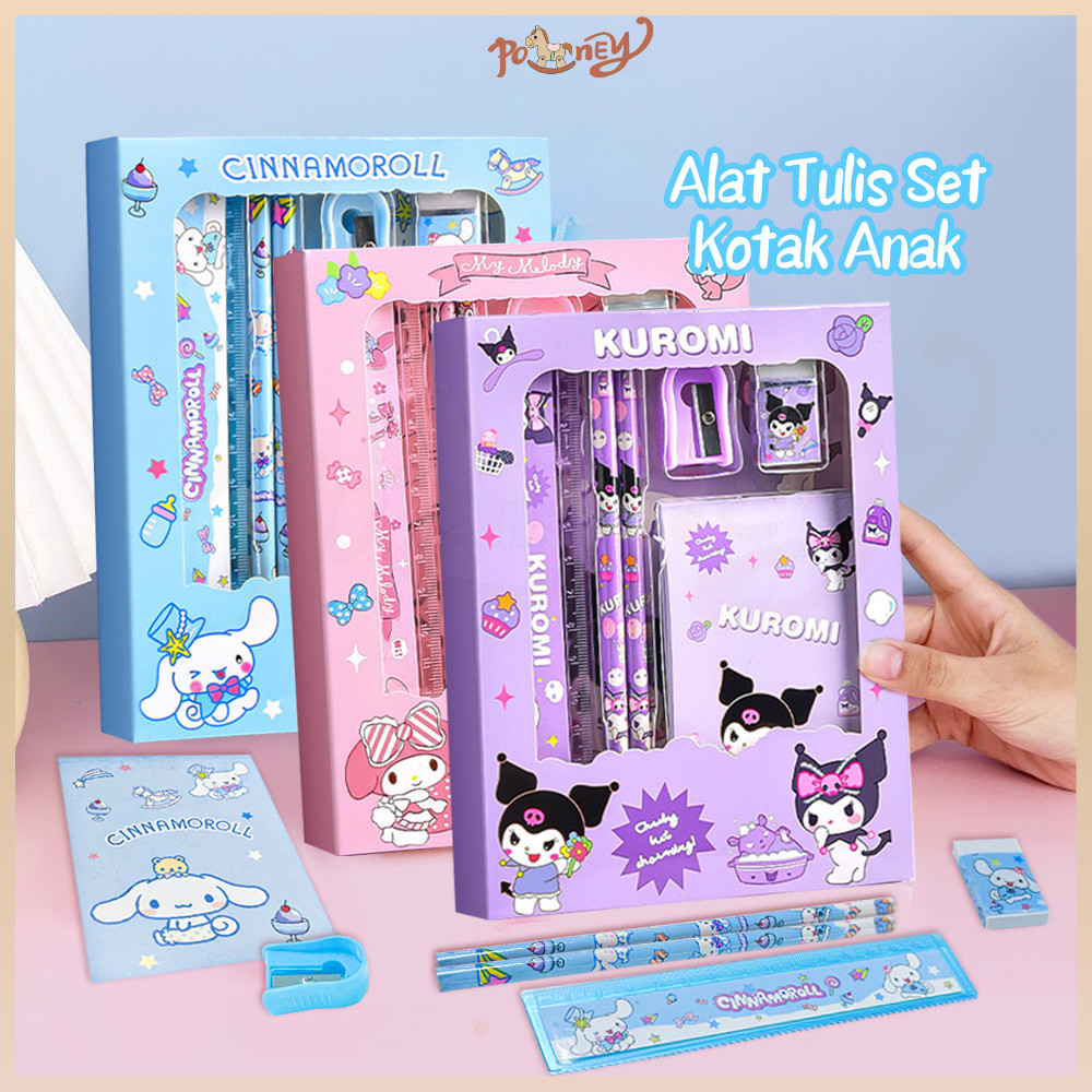 

PROMO / Poney Kotak Pensil Anak Set 6 In 1 Stationery Hadiah Anak Alat Tulis Set