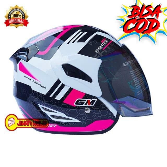 helm/gm/helm gm fighter 911 white pink termurah