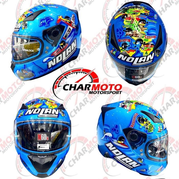 Helm/Helmet NOLAN N60.5 N605 Tipe Melandri Italy Blue Original Nolan-C