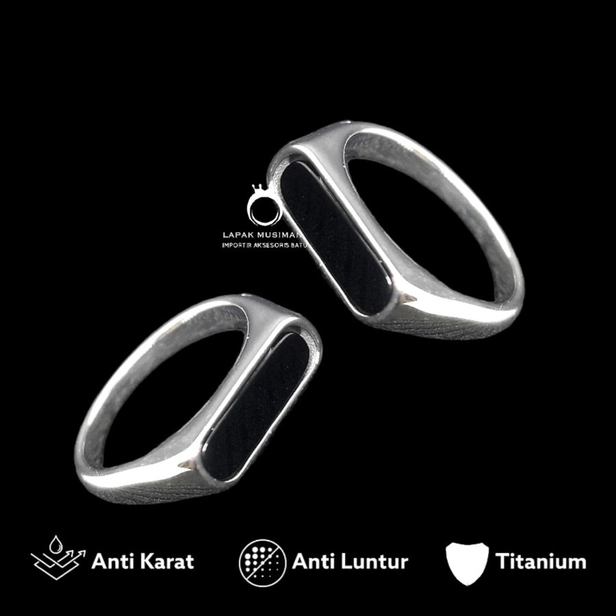 Cincin Pria Super Keren Black Onyx Silver Gold